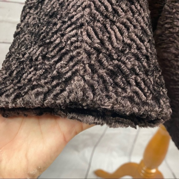 TALBOTS Petites faux shearling brown curly lamb long sleeve jacket - Picture 6 of 11